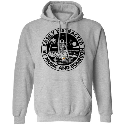 Skeleton Easily distracted by music and bourbon shirt $19.95