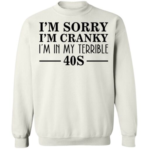 I’m sorry I’m cranky I’m in my terrible 40s shirt $19.95 redirect03142021230344 3