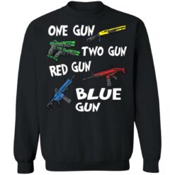 One gun two gun red gun blue gun shirt $19.95