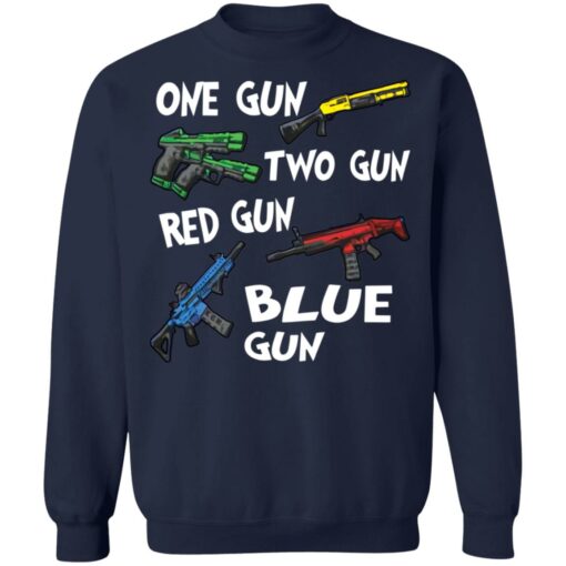 One gun two gun red gun blue gun shirt $19.95