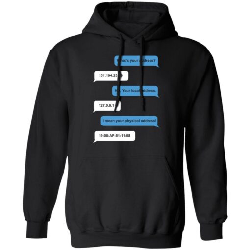 What's your address funny ip address MAC address shirt $19.95