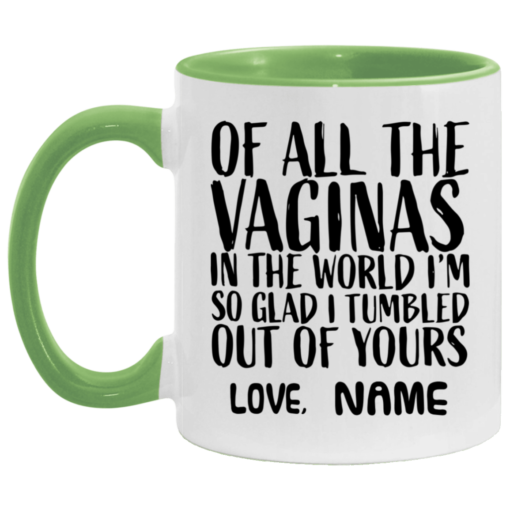 Custom of all the vaginas in the world I'm so glad I tumbled out of yours mug $18.95 redirect04272021040420 2