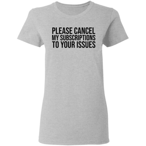 Please cancel my subscriptions to your issues shirt $19.95
