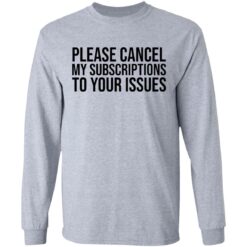 Please cancel my subscriptions to your issues shirt $19.95