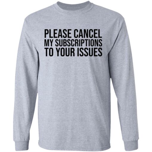 Please cancel my subscriptions to your issues shirt $19.95