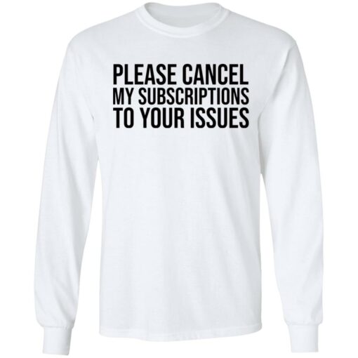 Please cancel my subscriptions to your issues shirt $19.95