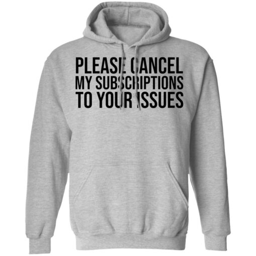 Please cancel my subscriptions to your issues shirt $19.95