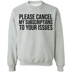 Please cancel my subscriptions to your issues shirt $19.95