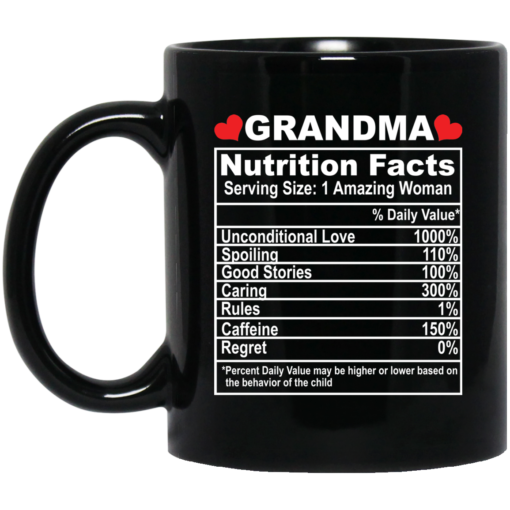 Grandma nutrition facts serving size 1 amazing woman mug $15.99 redirect05062021050520