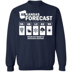 Arkansas forecast never say never to Arkansas weather shirt $19.95