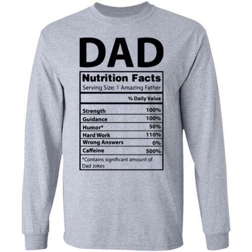 Dad Nutrition facts serving size 1 amazing father shirt $19.95