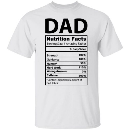 Dad Nutrition facts serving size 1 amazing father shirt $19.95 redirect05212021230537