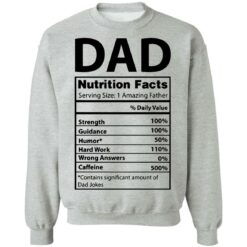 Dad Nutrition facts serving size 1 amazing father shirt $19.95