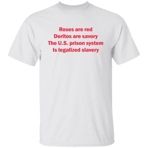 Roses are red Doritos are savory The U.S. prison system Is legalized slavery shirt $19.95 redirect05232021220551