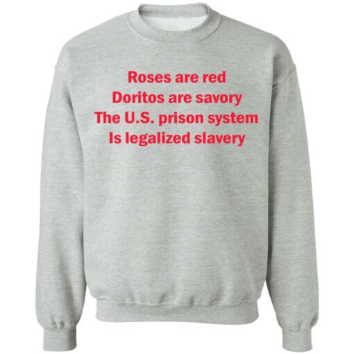 Roses are red Doritos are savory The U.S. prison system Is legalized slavery shirt $19.95 redirect05232021220551 8