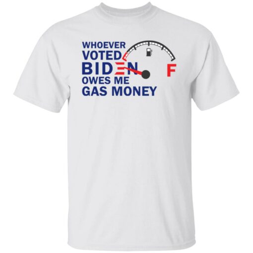 Whoever voted B*den owes me gas money shirt $19.95