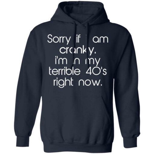 Sorry if i am cranky i’m in my terrible 40’s right now shirt $19.95