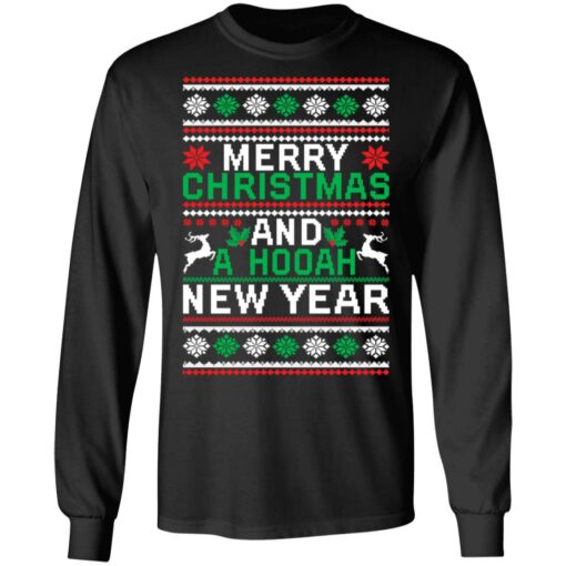 Merry christmas and a hooah new year Christmas sweater $19.95 redirect09292021050943