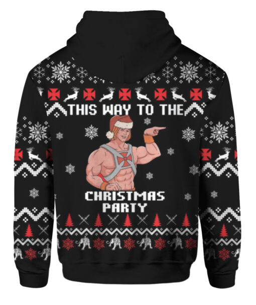 Heman this way the to the Christmas party Christmas sweater $29.95 2k45u7t8p5h1geisf53k3v7dmk APZH colorful back