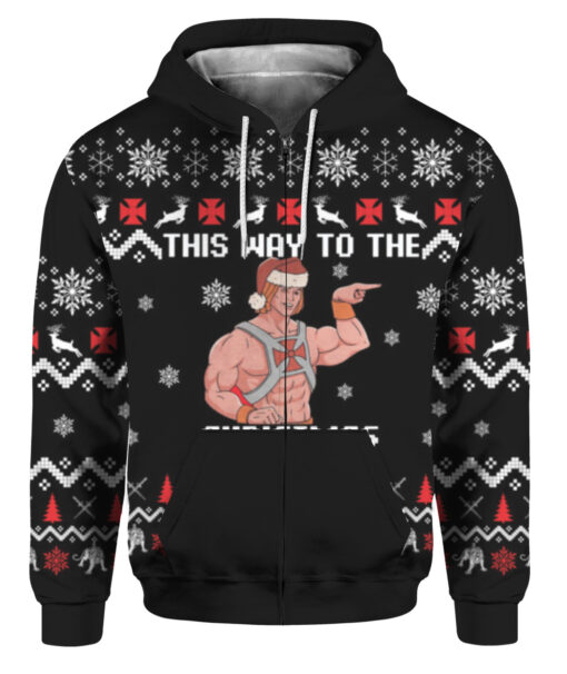 Heman this way the to the Christmas party Christmas sweater $29.95 2k45u7t8p5h1geisf53k3v7dmk APZH colorful front