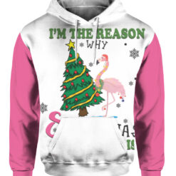 Flamingo im the reason why Santa has a naughty list Christmas sweater $29.95 39fjpddff7bev74g0niddju7lh APHD colorful front