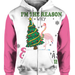 Flamingo im the reason why Santa has a naughty list Christmas sweater $29.95 39fjpddff7bev74g0niddju7lh APZH colorful front