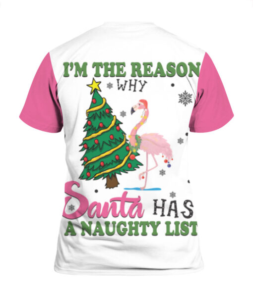 Flamingo im the reason why Santa has a naughty list Christmas sweater $29.95