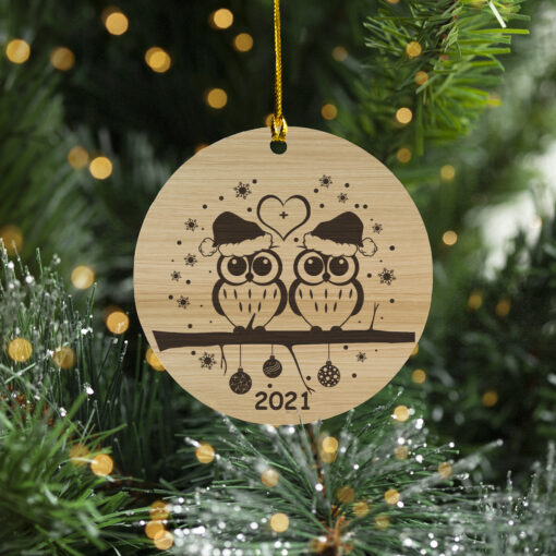 Owl Couple personalized Christmas ornament