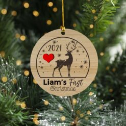 Personalized Deer Baby's First Christmas 2021 Ornament