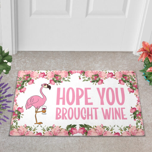 Flamingo hope you brought wine doormat $30.99