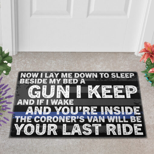 Now i lay me down to sleep beside my bed a gun doormat $30.99 Doormat Mockup 2 6