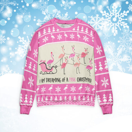 Flamingo I’m Dreaming Of A Pink Christmas sweater $36.95 Flamingo Im Dreaming Of A Pink Christmas sweater 1
