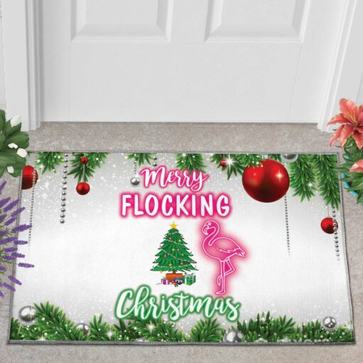 Merry flocking Christmas doormat mockup