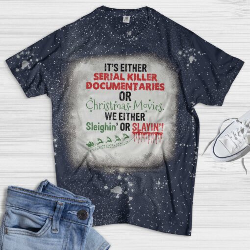 It's either serial killer documentaries or Christmas movies t-shirt $19.95 navy 1