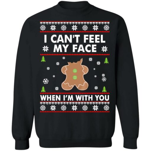 Gingerbread man i can feel my face when i'm with you Christmas sweater $19.95 redirect10072021221043 4