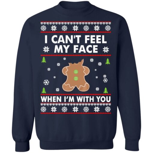 Gingerbread man i can feel my face when i'm with you Christmas sweater $19.95 redirect10072021221043 5