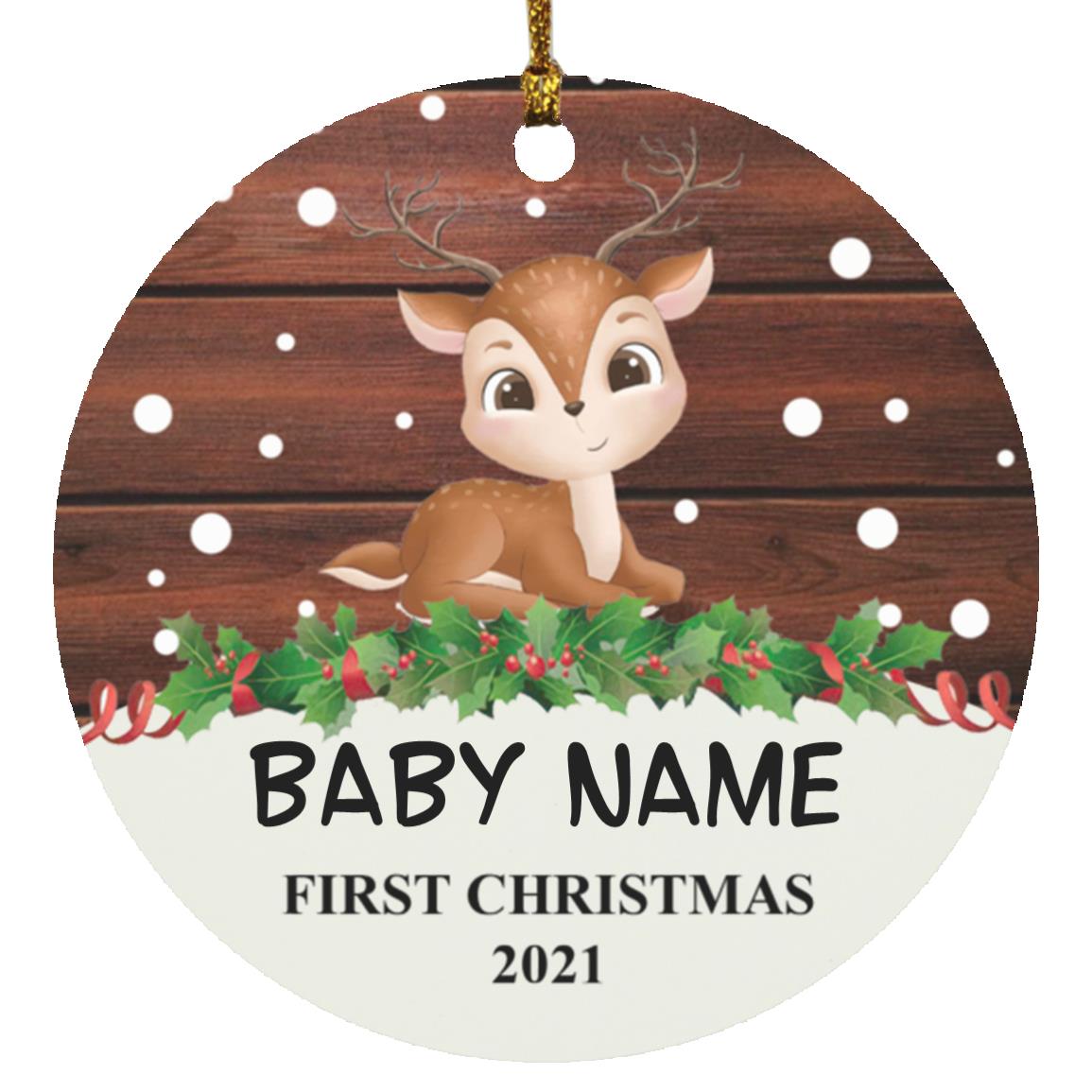 Baby's First Christmas Ornament 2021 Personalized Lelemoon