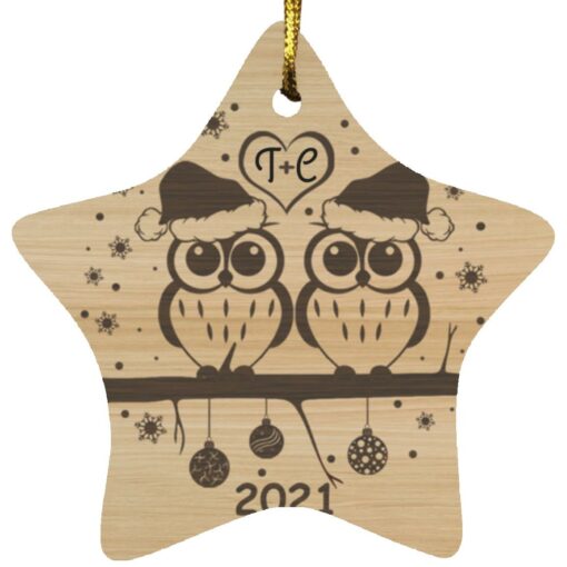 Owl Couple personalized Christmas ornament $12.75