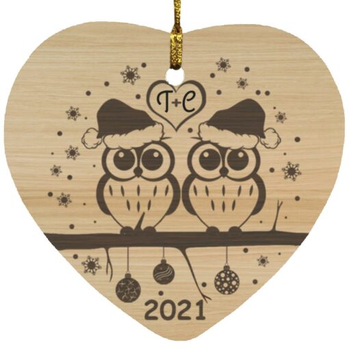 Owl Couple personalized Christmas ornament $12.75