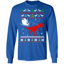 Santa Claus rides in a sleigh on the dinosaur Christmas sweater $19.95