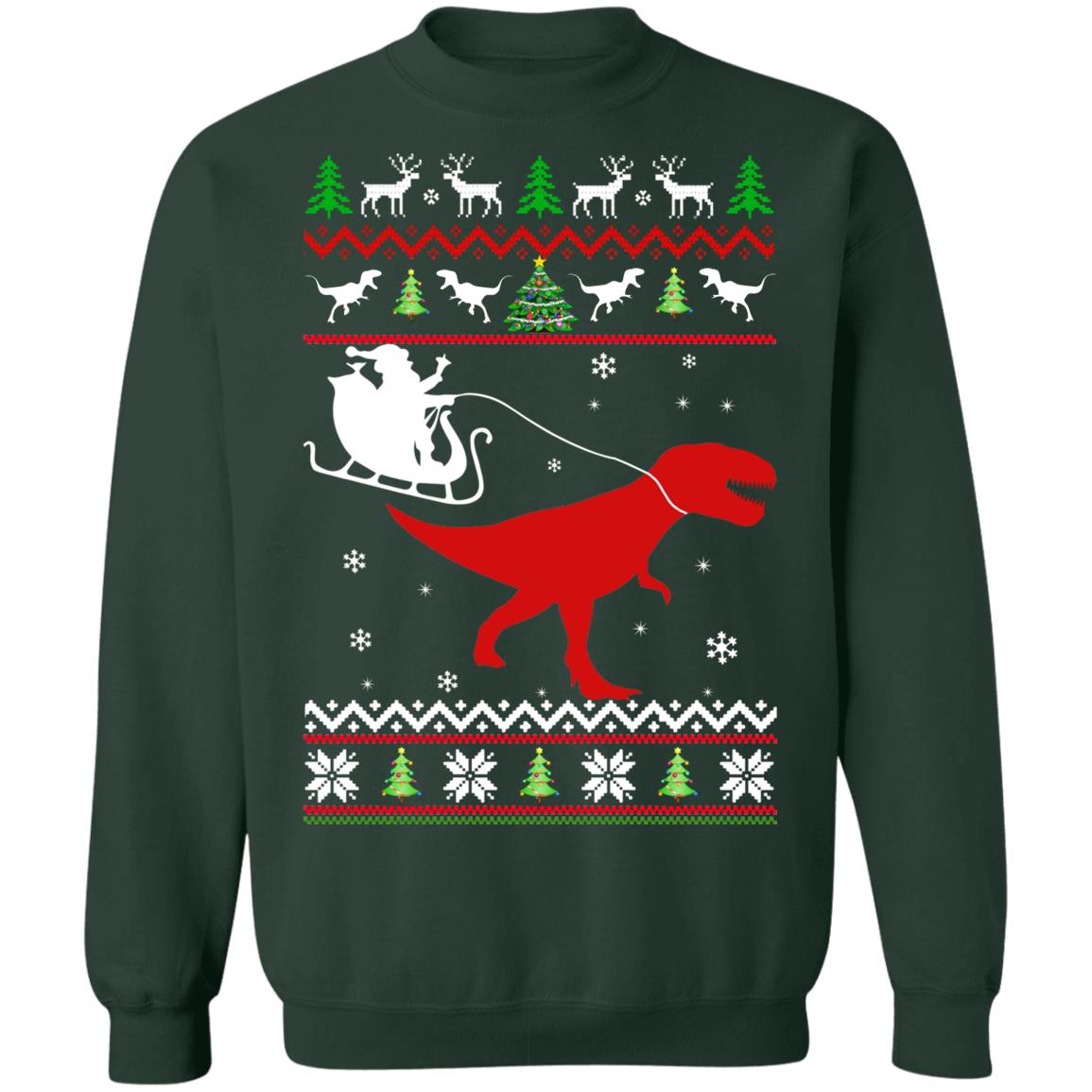 Santa riding a dinosaur sweater shop