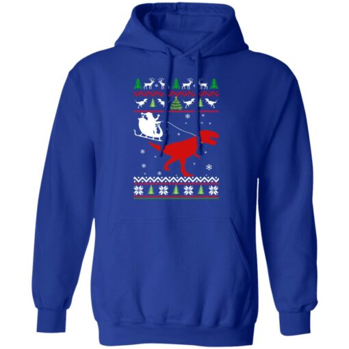 Santa Claus rides in a sleigh on the dinosaur Christmas sweater $19.95