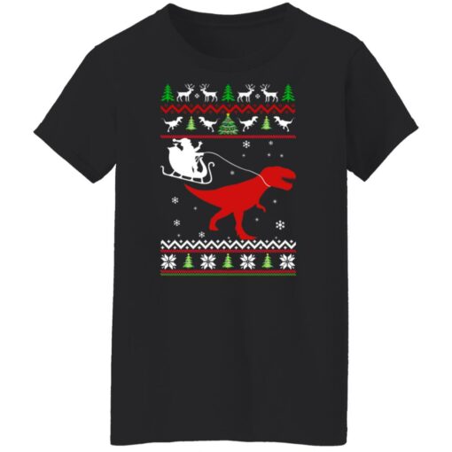 Santa Claus rides in a sleigh on the dinosaur Christmas sweater $19.95