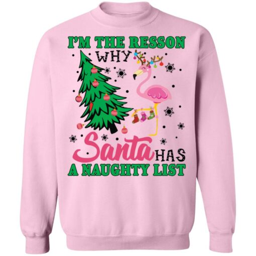 Flamingo I'm the reason why santa has a naught list Christmas sweater $19.95