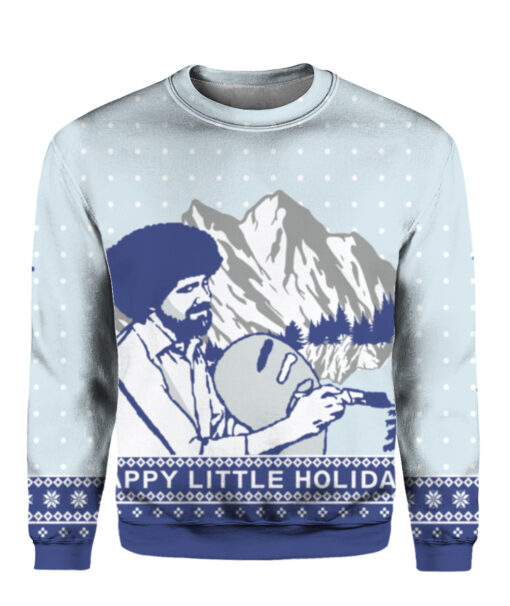 Bob Ross Happy Little Christmas sweater $29.95 446mhpkfa350mi1cafqant9hik APCS colorful front