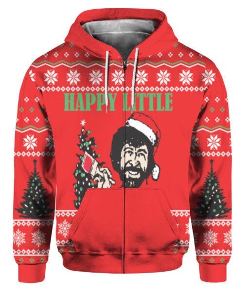 Bob Ross Happy Little Xmas Tree ugly sweater $38.95 5nr6ao4vn407m4dbqanq5mrkol APZH colorful front