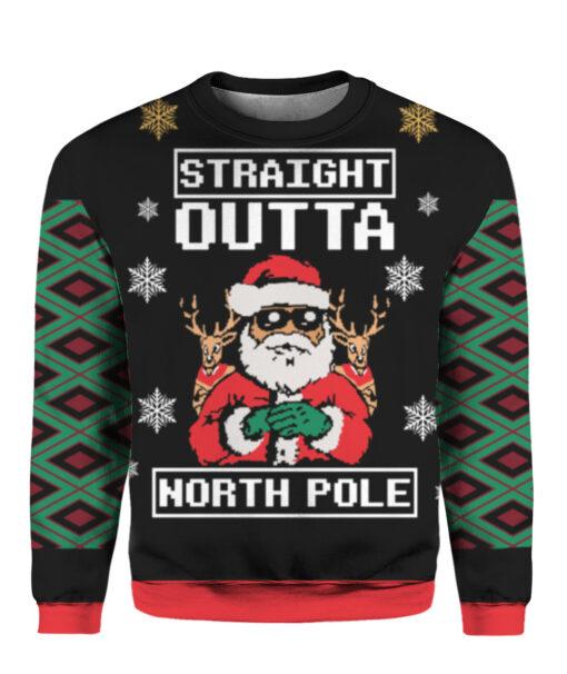 Straight outta north pole Christmas sweater $38.95 5tfj65q7soennu369n7pnhdssf APCS colorful front