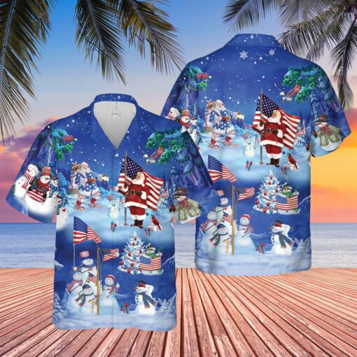 American flag and Santa Hawaii shirt $31.95