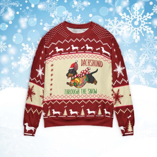 Dachshund through the snow Christmas sweater $39.95 Dachshund through the snow Christmas sweater