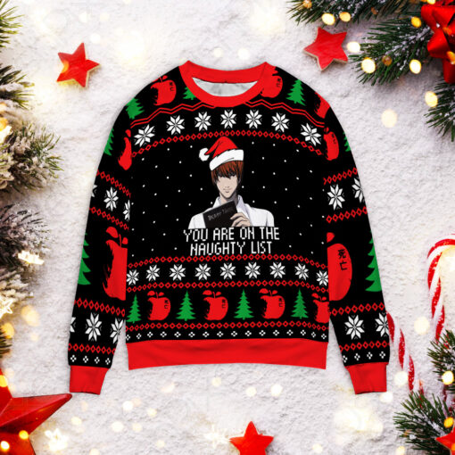 Death Note Naughty List Ugly Christmas Sweater $39.95 Death Note Naughty List Ugly Christmas SweaterM